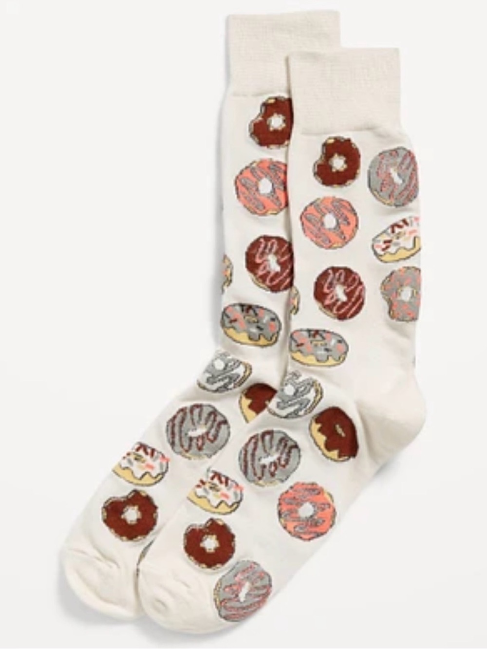 Old Navy Cream Crew Socks with Multicolor Donut Print